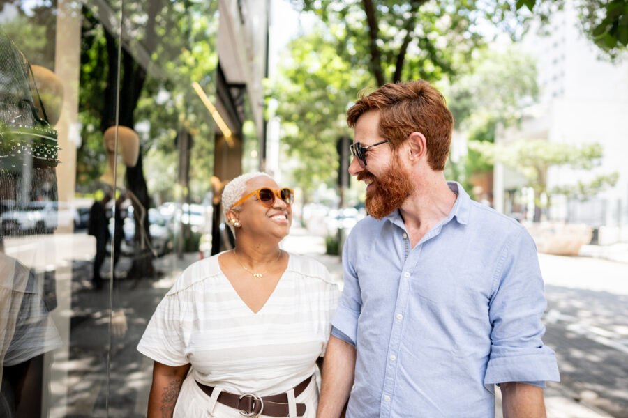 People walking and shopping outdoors